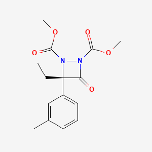 molecular formula C15H18N2O5 B10768808 dimethyl (3S)-3-ethyl-3-(3-methylphenyl)-4-oxodiazetidine-1,2-dicarboxylate 