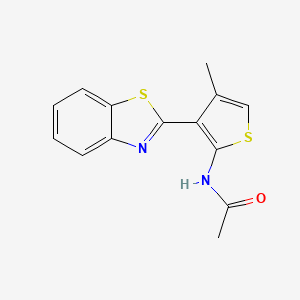 molecular formula C14H12N2OS2 B10768846 N-[3-(1,3-benzothiazol-2-yl)-4-methyl-2-thienyl]acetamide 