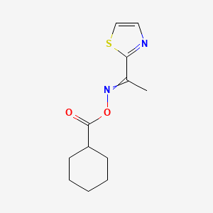molecular formula C12H16N2O2S B10768862 Cyclohexanecarboxylic acid [1-(2-thiazolyl)ethylideneamino] ester 