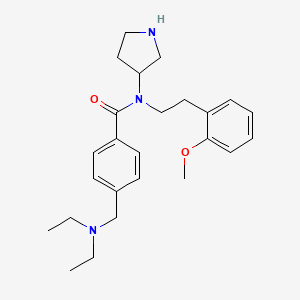 molecular formula C25H35N3O2 B10769057 N-(2-methoxyphenethyl)-4-((diethylamino)methyl)-N-(pyrrolidin-3-yl)benzamide 