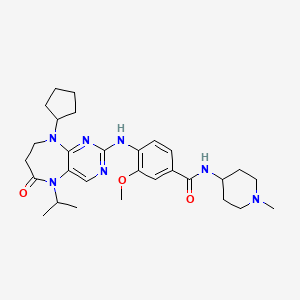 molecular formula C29H41N7O3 B10769066 4-[(9-cyclopentyl-6-oxo-5-propan-2-yl-7,8-dihydropyrimido[4,5-b][1,4]diazepin-2-yl)amino]-3-methoxy-N-(1-methyl-4-piperidinyl)benzamide CAS No. 1001343-54-9