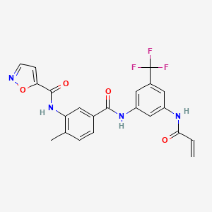 molecular formula C22H17F3N4O4 B10769101 N-[2-methyl-5-[oxo-[3-(1-oxoprop-2-enylamino)-5-(trifluoromethyl)anilino]methyl]phenyl]-5-isoxazolecarboxamide 