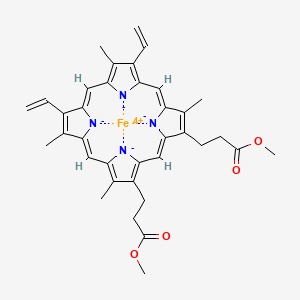 molecular formula C36H36FeN4O4 B10769175 iron(4+);methyl 3-[(1Z,4Z,10Z,14Z)-7,12-bis(ethenyl)-18-(3-methoxy-3-oxopropyl)-3,8,13,17-tetramethylporphyrin-21,22,23,24-tetraid-2-yl]propanoate 