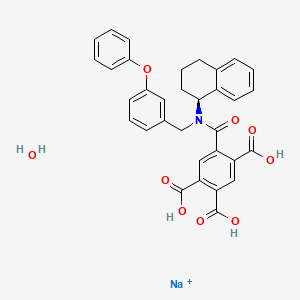 molecular formula C33H29NNaO9+ B10769379 sodium;5-[(3-phenoxyphenyl)methyl-[(1S)-1,2,3,4-tetrahydronaphthalen-1-yl]carbamoyl]benzene-1,2,4-tricarboxylic acid;hydrate 