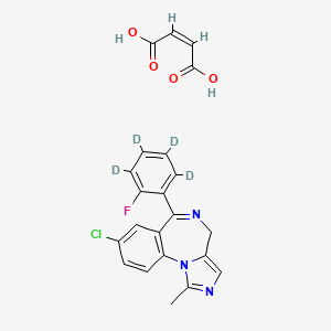 molecular formula C22H17ClFN3O4 B10769502 Midazolam-D4 Maleate; 8-Chloro-6-(2-fluorophenyl-d4)-1-methyl-4H-imidazo[1,5-a][1,4]benzodiazepine maleate; 8-Chloro-1-methyl-6-(2,3,4,5-tetradeuterio-6-fluoro-phenyl)-4H-imidazo[1,5-a][1,4]benzodiazepine maleate CAS No. 1435938-30-9