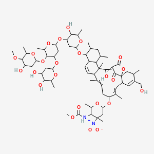 molecular formula C67H100N2O24 B10769632 methyl N-[6-[[17-[4-[4-(4,5-dihydroxy-6-methyloxan-2-yl)oxy-5-(4-hydroxy-5-methoxy-6-methyloxan-2-yl)oxy-6-methyloxan-2-yl]oxy-5-hydroxy-6-methyloxan-2-yl]oxy-23-hydroxy-4-(hydroxymethyl)-3,8,12,18,20,22-hexamethyl-25,27-dioxo-26-oxapentacyclo[22.2.1.01,6.013,22.016,21]heptacosa-4,7,11,14,23-pentaen-9-yl]oxy]-2,4-dimethyl-4-nitrooxan-3-yl]carbamate 