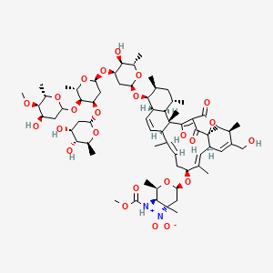 molecular formula C67H100N2O24 B10769919 methyl N-[(2R,3R,4S,6R)-6-[[(1S,3R,6S,7E,9S,11E,13S,16S,17S,18S,20S,21R,22S,23E)-17-[(2R,4R,5S,6S)-4-[(2S,4R,5S,6S)-4-[(2S,4R,5R,6S)-4,5-dihydroxy-6-methyloxan-2-yl]oxy-5-[(4R,5R,6S)-4-hydroxy-5-methoxy-6-methyloxan-2-yl]oxy-6-methyloxan-2-yl]oxy-5-hydroxy-6-methyloxan-2-yl]oxy-23-hydroxy-4-(hydroxymethyl)-3,8,12,18,20,22-hexamethyl-25,27-dioxo-26-oxapentacyclo[22.2.1.01,6.013,22.016,21]heptacosa-4,7,11,14,23-pentaen-9-yl]oxy]-2,4-dimethyl-4-nitrooxan-3-yl]carbamate 