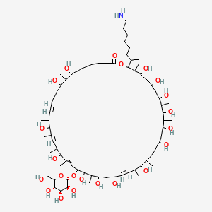 molecular formula C72H133NO22 B10769961 (13E,17E,29E)-48-(8-aminooctan-2-yl)-8,10,16,20,24,26,28,32,36,38,40,42,44,46-tetradecahydroxy-9,15,17,19,21,25,31,33,39,41,47-undecamethyl-23-[(2S,3S,4S,5S)-3,4,5-trihydroxy-6-(hydroxymethyl)oxan-2-yl]oxy-1-oxacyclooctatetraconta-13,17,21,29-tetraen-2-one 