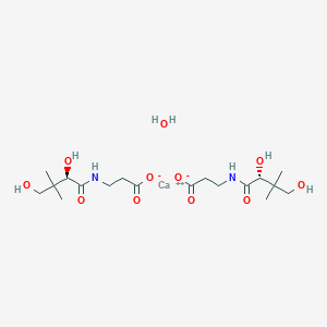 molecular formula C18H34CaN2O11 B10770049 calcium 3-[[(2R)-3,3-dimethyl-2,4-bis(oxidanyl)butanoyl]amino]propanoate hydrate 