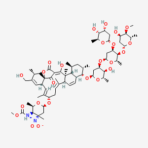 molecular formula C67H100N2O24 B10770054 methyl N-[(2R,3R,4S,6R)-6-[[(1S,3R,6S,7E,9S,11E,13S,16S,17S,18S,20S,21R,22S,23Z)-17-[(2R,4R,5S,6S)-4-[(2S,4R,5S,6S)-4-[(2S,4R,5R,6S)-4,5-dihydroxy-6-methyloxan-2-yl]oxy-5-[(2R,4R,5R,6S)-4-hydroxy-5-methoxy-6-methyloxan-2-yl]oxy-6-methyloxan-2-yl]oxy-5-hydroxy-6-methyloxan-2-yl]oxy-23-hydroxy-4-(hydroxymethyl)-3,8,12,18,20,22-hexamethyl-25,27-dioxo-26-oxapentacyclo[22.2.1.01,6.013,22.016,21]heptacosa-4,7,11,14,23-pentaen-9-yl]oxy]-2,4-dimethyl-4-nitrooxan-3-yl]carbamate 
