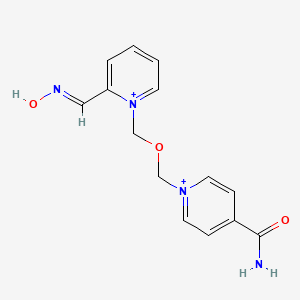 molecular formula C14H16N4O3+2 B10770071 4-(Aminocarbonyl)-1-[({2-[(E)-(hydroxyimino)methyl]pyridinium-1-YL}methoxy)methyl]pyridinium CAS No. 124051-64-5