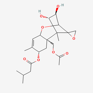 molecular formula C22H32O8 B10770120 [(2R,4S,10R,11S)-2-(acetyloxymethyl)-10,11-dihydroxy-1,5-dimethylspiro[8-oxatricyclo[7.2.1.02,7]dodec-5-ene-12,2'-oxirane]-4-yl] 3-methylbutanoate 