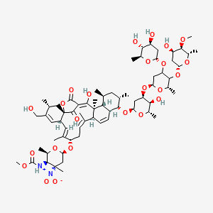 molecular formula C67H100N2O24 B10770127 methyl N-[(2R,3R,4S,6R)-6-[[(1S,3R,6S,7E,9S,11E,13S,16S,17S,18S,20S,21R,22S,23Z)-17-[(2R,4R,5S,6S)-4-[(2S,6S)-4-[(2S,4S,5R,6S)-4,5-dihydroxy-6-methyloxan-2-yl]oxy-5-[(2R,4R,5R,6S)-4-hydroxy-5-methoxy-6-methyloxan-2-yl]oxy-6-methyloxan-2-yl]oxy-5-hydroxy-6-methyloxan-2-yl]oxy-23-hydroxy-4-(hydroxymethyl)-3,8,12,18,20,22-hexamethyl-25,27-dioxo-26-oxapentacyclo[22.2.1.01,6.013,22.016,21]heptacosa-4,7,11,14,23-pentaen-9-yl]oxy]-2,4-dimethyl-4-nitrooxan-3-yl]carbamate 