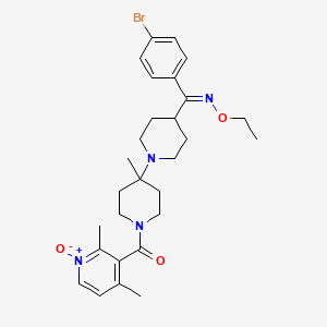 molecular formula C28H37BrN4O3 B10770247 [4-[4-[(E)-C-(4-bromophenyl)-N-ethoxycarbonimidoyl]piperidin-1-yl]-4-methylpiperidin-1-yl]-(2,4-dimethyl-1-oxidopyridin-1-ium-3-yl)methanone 