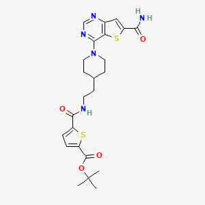 molecular formula C24H29N5O4S2 B10770357 Tert-butyl 5-[2-[1-(6-carbamoylthieno[3,2-d]pyrimidin-4-yl)piperidin-4-yl]ethylcarbamoyl]thiophene-2-carboxylate 