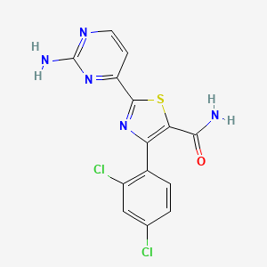 molecular formula C14H9Cl2N5OS B10770383 2-(2-Aminopyrimidin-4-yl)-4-(2,4-dichlorophenyl)-1,3-thiazole-5-carboxamide 