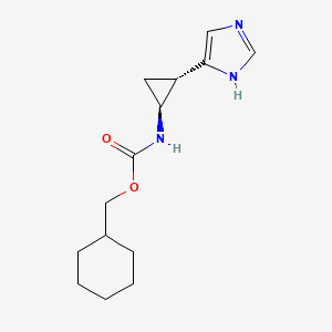 molecular formula C14H21N3O2 B10770398 Carbamic acid, (2-(1H-imidazol-4-yl)cyclopropyl)-, cyclohexylmethyl ester, trans- CAS No. 186194-49-0
