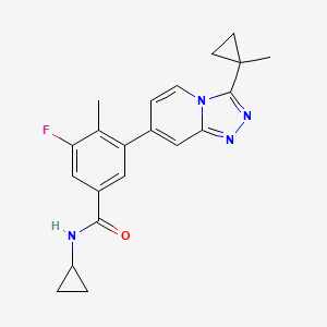 molecular formula C21H21FN4O B10770959 N-cyclopropyl-3-fluoro-4-methyl-5-[3-(1-methylcyclopropyl)-[1,2,4]triazolo[4,3-a]pyridin-7-yl]benzamide 