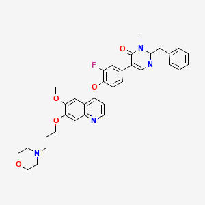 molecular formula C35H35FN4O5 B10771009 2-Benzyl-5-(3-Fluoro-4-{[6-Methoxy-7-(3-Morpholin-4-Ylpropoxy)quinolin-4-Yl]oxy}phenyl)-3-Methylpyrimidin-4(3h)-One 