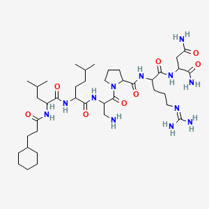 molecular formula C40H72N12O8 B10772569 deamino-Cha-DL-Leu-DL-hLeu-DL-Dap-DL-Pro-DL-Arg-DL-Asn-NH2 