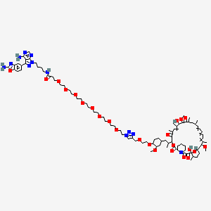 molecular formula C91H138N12O24 B10772680 N-[4-[4-amino-3-(2-amino-1,3-benzoxazol-5-yl)pyrazolo[3,4-d]pyrimidin-1-yl]butyl]-3-[2-[2-[2-[2-[2-[2-[2-[2-[4-[2-[4-[2-(1,18-dihydroxy-19,30-dimethoxy-15,17,21,23,29,35-hexamethyl-2,3,10,14,20-pentaoxo-11,36-dioxa-4-azatricyclo[30.3.1.04,9]hexatriaconta-16,24,26,28-tetraen-12-yl)propyl]-2-methoxycyclohexyl]oxyethoxymethyl]triazol-1-yl]ethoxy]ethoxy]ethoxy]ethoxy]ethoxy]ethoxy]ethoxy]ethoxy]propanamide 