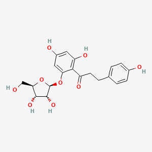 molecular formula C20H22O9 B10772890 1-(2-((2S,3R,4S,5R)-3,4-dihydroxy-5-(hydroxymethyl)tetrahydrofuran-2-yloxy)-4,6-dihydroxyphenyl)-3-(4-hydroxyphenyl)propan-1-one 