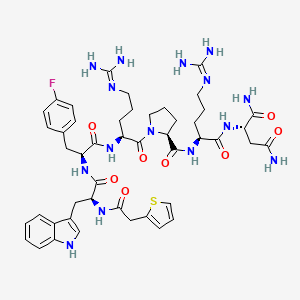 molecular formula C47H62FN15O8S B10772906 (2S)-2-[(2S)-5-carbamimidamido-2-{[(2S)-1-[(2S)-5-carbamimidamido-2-[(2S)-3-(4-fluorophenyl)-2-[(2S)-3-(1H-indol-3-yl)-2-[2-(thiophen-2-yl)acetamido]propanamido]propanamido]pentanoyl]pyrrolidin-2-yl]formamido}pentanamido]butanediamide 