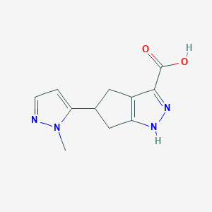 molecular formula C11H12N4O2 B10772959 5-(2-Methylpyrazol-3-yl)-1,4,5,6-tetrahydrocyclopenta[d]pyrazole-3-carboxylic acid 