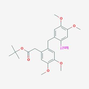molecular formula C23H29IO6 B10773023 tert-butyl 2-[2-[(2-(125I)iodanyl-4,5-dimethoxyphenyl)methyl]-4,5-dimethoxyphenyl]acetate 