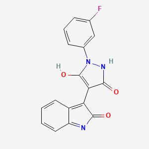 molecular formula C17H10FN3O3 B10773119 (4Z)-1-(3-fluorophenyl)-4-(2-oxo-1H-indol-3-ylidene)pyrazolidine-3,5-dione 