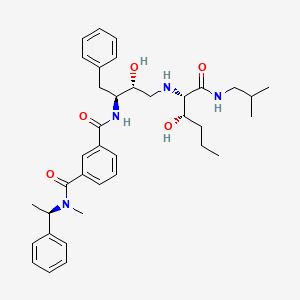 molecular formula C37H50N4O5 B10773739 1-N-[(2S,3R)-3-hydroxy-4-[[(2S,3S)-3-hydroxy-1-(2-methylpropylamino)-1-oxohexan-2-yl]amino]-1-phenylbutan-2-yl]-3-N-methyl-3-N-[(1R)-1-phenylethyl]benzene-1,3-dicarboxamide 