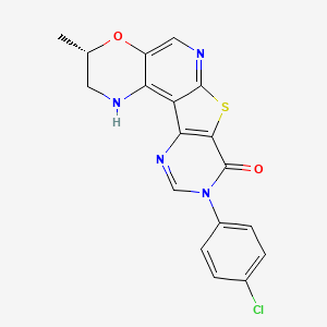 molecular formula C18H13ClN4O2S B10773745 (5S)-14-(4-chlorophenyl)-5-methyl-6-oxa-11-thia-3,9,14,16-tetrazatetracyclo[8.7.0.02,7.012,17]heptadeca-1,7,9,12(17),15-pentaen-13-one 