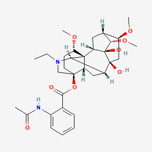 molecular formula C32H44N2O8 B10773762 [(1S,2S,3S,4S,5R,6S,8S,9R,10R,13S,16S,17S)-11-ethyl-3,8-dihydroxy-4,6,16-trimethoxy-11-azahexacyclo[7.7.2.12,5.01,10.03,8.013,17]nonadecan-13-yl] 2-acetamidobenzoate 
