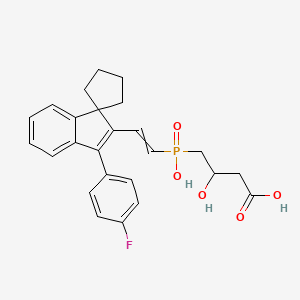 molecular formula C25H26FO5P B10773862 4-[2-[3'-(4-Fluorophenyl)spiro[cyclopentane-1,1'-indene]-2'-yl]ethenyl-hydroxyphosphoryl]-3-hydroxybutanoic acid 