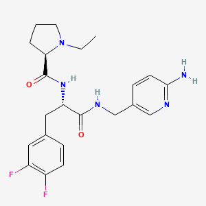 molecular formula C22H27F2N5O2 B10773884 (2R)-N-[(2S)-1-[(6-aminopyridin-3-yl)methylamino]-3-(3,4-difluorophenyl)-1-oxopropan-2-yl]-1-ethylpyrrolidine-2-carboxamide 