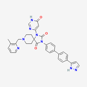 molecular formula C33H30N8O3 B10773918 8-[(3-methylpyridin-2-yl)methyl]-1-(4-oxo-1H-pyrimidin-6-yl)-3-[4-[4-(1H-pyrazol-5-yl)phenyl]phenyl]-1,3,8-triazaspiro[4.5]decane-2,4-dione 