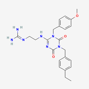 molecular formula C23H29N7O3 B10773991 2-[2-[[5-[(4-Ethylphenyl)methyl]-1-[(4-methoxyphenyl)methyl]-4,6-dioxo-1,3,5-triazin-2-yl]amino]ethyl]guanidine 