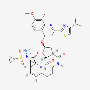 molecular formula C38H46N5NaO7S2 B10774020 sodium;cyclopropylsulfonyl-[(1R,4R,7Z,15R,17R)-17-[7-methoxy-8-methyl-2-(4-propan-2-yl-1,3-thiazol-2-yl)quinolin-4-yl]oxy-13-methyl-2,14-dioxo-3,13-diazatricyclo[13.3.0.04,6]octadec-7-ene-4-carbonyl]azanide 