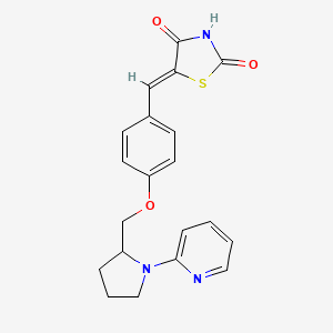 molecular formula C20H19N3O3S B10774123 (5Z)-5-[[4-[(1-pyridin-2-ylpyrrolidin-2-yl)methoxy]phenyl]methylidene]-1,3-thiazolidine-2,4-dione 