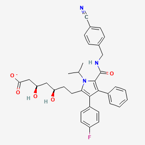 molecular formula C35H35FN3O5- B10774151 sodium (3R,5R)-7-(5-((4-cyanobenzyl)carbamoyl)-3-(4-fluorophenyl)-1-isopropyl-4-phenyl-1H-pyrrol-2-yl)-3,5-dihydroxyheptanoate 