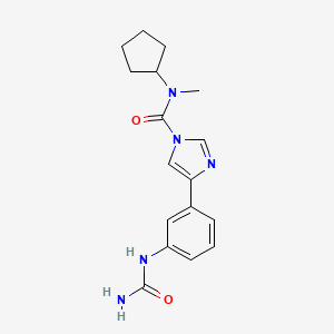molecular formula C17H21N5O2 B10774220 N-Cyclopentyl-N-methyl-4-(3-ureidophenyl)-1H-imidazole-1-carboxamide 