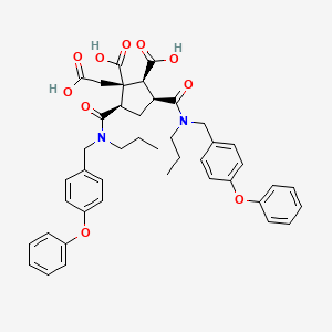 molecular formula C43H46N2O10 B10774370 (1S,2S,3S,5R)-1-(carboxymethyl)-3,5-bis({[(4-phenoxyphenyl)methyl](propyl)carbamoyl})cyclopentane-1,2-dicarboxylic acid 