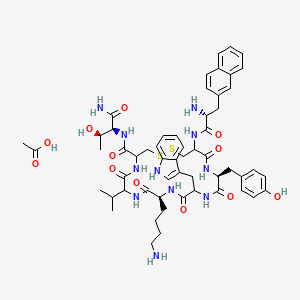 molecular formula C56H73N11O12S2 B10774561 H-D-2Nal-DL-Cys(1)-Tyr-DL-Trp-Lys-DL-Val-DL-Cys(1)-Thr-NH2.CH3CO2H 