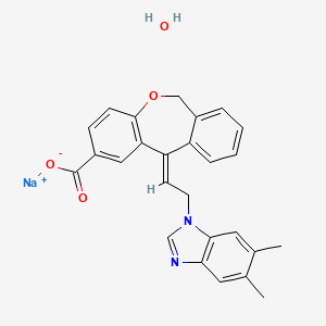 molecular formula C26H23N2NaO4 B10774578 sodium;(11E)-11-[2-(5,6-dimethylbenzimidazol-1-yl)ethylidene]-6H-benzo[c][1]benzoxepine-2-carboxylate;hydrate 