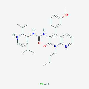 molecular formula C31H40ClN5O3 B10774657 N-(2,4-bis(1-methylethyl)-3-(1,2-dihydro)pyridinyl)-N'-(1-butyl-1,2-dihydro-4-(3-methoxyphenyl)-2-oxo-1,8-naphthyridin-3-yl)urea hydrochloride 