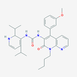 molecular formula C31H39N5O3 B10774696 N-(2,4-bis(1-methylethyl)-3-(1,2-dihydro)pyridinyl)-N'-(1-butyl-1,2-dihydro-4-(3-methoxyphenyl)-2-oxo-1,8-naphthyridin-3-yl)urea 