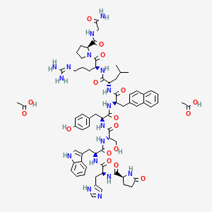 molecular formula C70H91N17O17 B10774754 Pyr-His-Trp-Ser-Tyr-D-2-Nal-Leu-Arg-Pro-Gly-NH2 2AcOH 