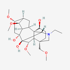 molecular formula C25H41NO7 B10774936 (1S,2R,3R,4S,5R,6S,8R,9S,10S,13S,16S,17R,18S)-11-ethyl-4,6,18-trimethoxy-13-(methoxymethyl)-11-azahexacyclo[7.7.2.12,5.01,10.03,8.013,17]nonadecane-8,9,16-triol 