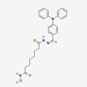 molecular formula C27H30N4O3 B10774965 N'-hydroxy-N-[(Z)-[4-(N-phenylanilino)phenyl]methylideneamino]octanediamide 