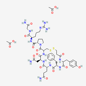 molecular formula C50H72N14O16S2 B10775028 deamino-Cys(1)-DL-Tyr-Phe-DL-Gln-Asn-DL-Cys(1)-Pro-D-Arg-Gly-NH2.2CH3CO2H 